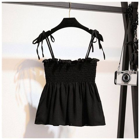 Áo hai dây buộc nơ dáng xòe điệu đà xinh xắn ulzzang hàn quốc mặc đi chơi mùa hè cho nữ