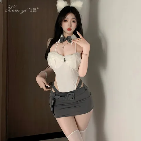 Fullset đồ hóa trang cô học sinh sexy xinh xắn dễ thương kèm bờm và quần tất cho nữ
