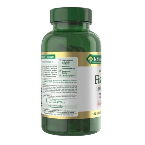 Viên uống dầu cá trợ tim, sáng mắt Nature’s Bounty Fish Oil 1400mg 130 viên - Chuẩn Mỹ