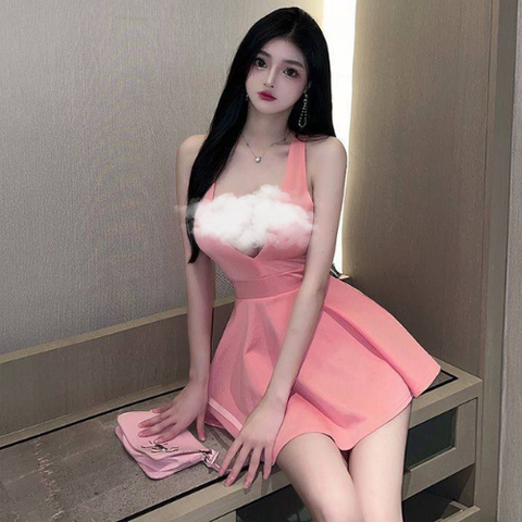 Váy hai dây dáng xòe sexy quyến rũ trơn cho nữ đi chơi đi biển mã 721