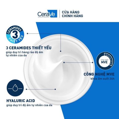 (Chính hãng) Kem Dưỡng Ẩm Cerave Cho Da Khô - Giúp Cấp Ẩm & Phục Hồi Da, Chứa Ceramide & Axit Hyaluronic 454g nhập khẩu