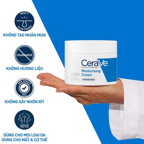 (Chính hãng) Kem Dưỡng Ẩm Cerave Cho Da Khô - Giúp Cấp Ẩm & Phục Hồi Da, Chứa Ceramide & Axit Hyaluronic 454g nhập khẩu