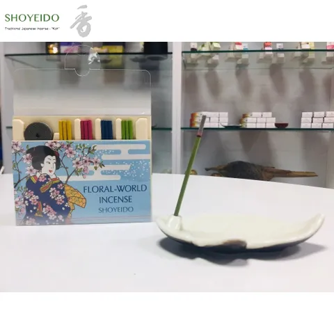 Nhang Thơm Nhật Bản Shoyeido Flower World Stick - Hộp 12 Nén 4 Mùi Hương Hoa Cỏ Cao Cấp (Kèm Chân Cắm)
