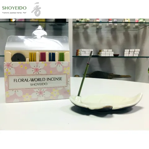 Nhang Thơm Nhật Bản Shoyeido Flower World Stick - Hộp 12 Nén 4 Mùi Hương Hoa Cỏ Cao Cấp (Kèm Chân Cắm)