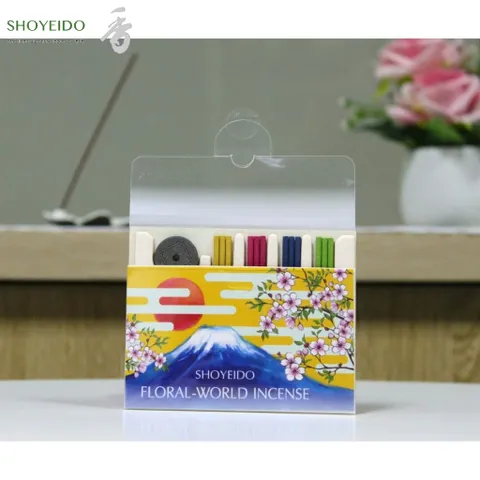 Nhang Thơm Nhật Bản Shoyeido Flower World Stick - Hộp 12 Nén 4 Mùi Hương Hoa Cỏ Cao Cấp (Kèm Chân Cắm)