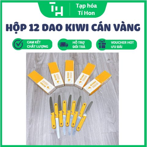 Hộp 12 dao Kiwi cán vàng đầu tròn – nhọn (TH179)