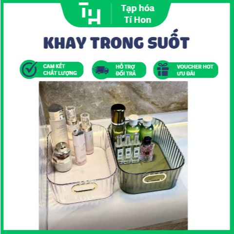 Khay trong suốt, hộp đựng đồ để bàn – size lớn không có nắp (Màu ngẫu nhiên) (TH185)
