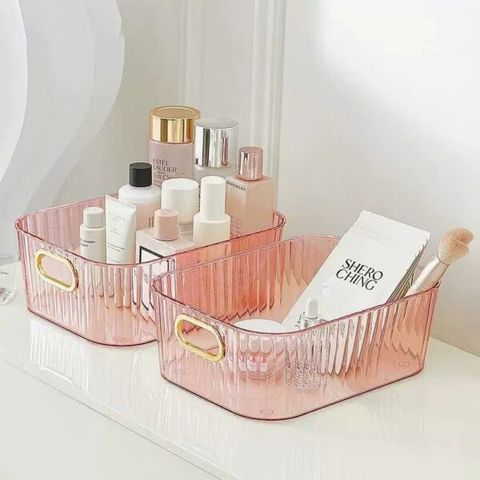 Khay trong suốt, hộp đựng đồ để bàn – size lớn không có nắp (Màu ngẫu nhiên) (TH185)