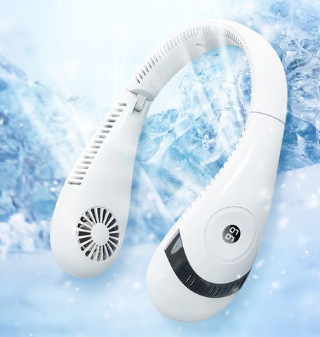 Quạt đeo cổ Mini Tích Điện Không Cánh Tiện Lợi 