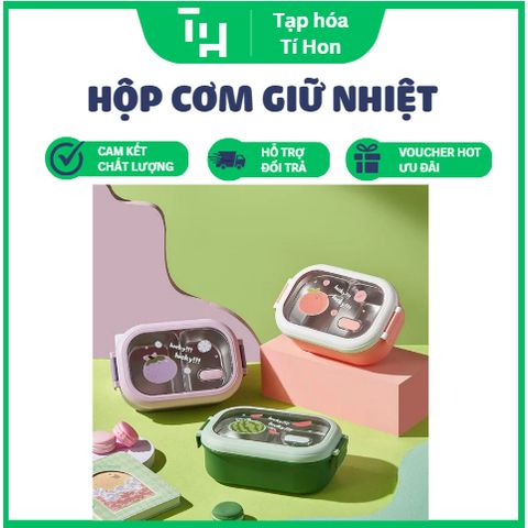 Hộp cơm giữ nhiệt nắp trong (Họa tiết ngẫu nhiên) (TH186)