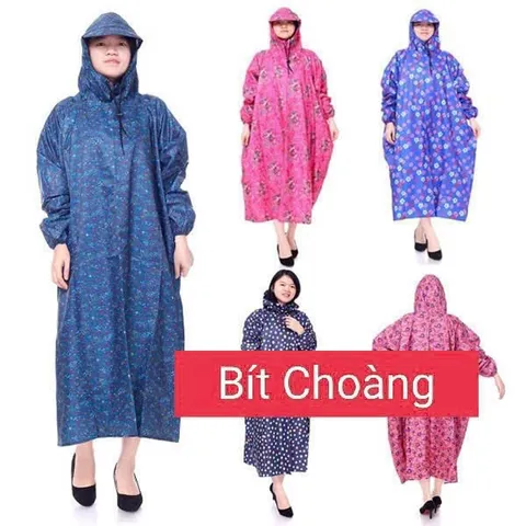 Áo Mưa Bít Người Hoa văn Dày Dặn 1m2 (Màu ngẫu nhiên) (TH187)
