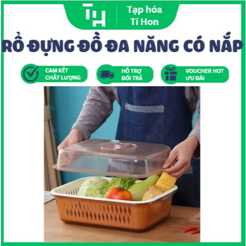 Rổ Đựng Đồ Đa Năng có nắp đậy chống bụi tách nước (Màu ngẫu nhiên) (TH189)