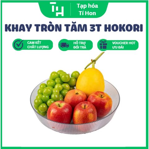 Khay tròn tăm 3T hokori trong suốt (TH195)