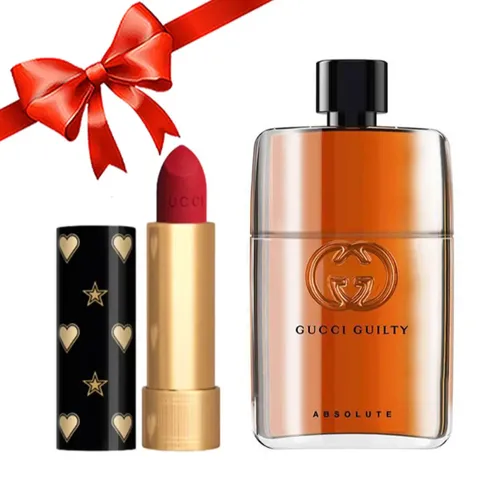  Combo Gucci - Nước Hoa Nam Guilty Absolute EDP 90ml & Son Limited 25 Goldie Red Đỏ Tươi - Bộ Quà Tặng Sang Trọng và Quyến Rũ