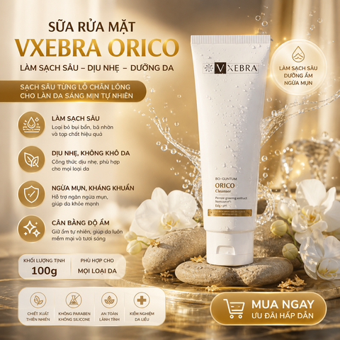 Sữa Rửa Mặt Orico Vxebra Thiên Nhiên Cho Tất Cả Loại Da, Làm Sạch, Tẩy Tế Bào Chết, Dưỡng Ẩm Da Nhạy Cảm