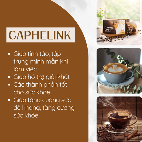 Cà Phê Caphelink New Chính Hãng - Tăng Cường Đề Kháng, Hương Vị Ngon, Hỗ Trợ Sức Khỏe và Làm Đẹp Từ Bên Trong