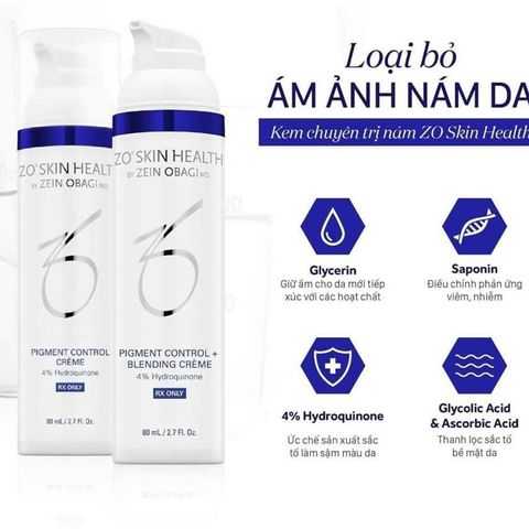 Bộ Đôi Kem Giảm Nám Chuyên Sâu PIGMENT CONTROL+BLENDING CRÈME 4%HQ - Sáng Da, Chống Nám, Dưỡng Ẩm - Zo Skin Health 731374