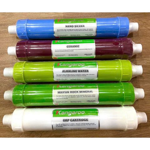 Combo 5 lõi khoáng cao cấp Kangaroo - Nano Silver, Ceramic, Alkaline Water, Maifan Rock Mineral, ORP Cartridge - LọcNước
