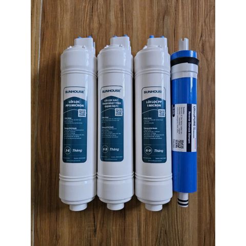 Combo trọn bộ 10 lõi lọc nước nối nhanh Sunhouse - Lõi đúc Sunhouse từ 1-10