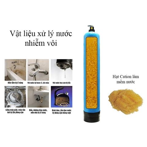 Trọn bộ cột lọc Composite sử dụng cho nước đầu nguồn bị nhiễm vôi, canxi làm mềm nước cứng.