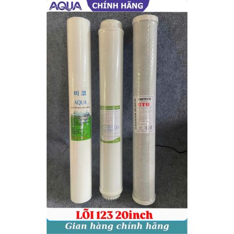 Lõi lọc nước AQUA chính hãng - Bộ lõi lọc thô 1 2 3 20 inch