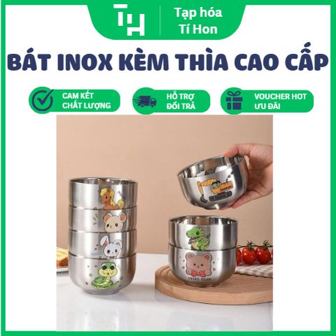 Bát inox kèm thìa cao cấp (TH217)