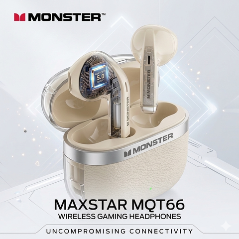 Tai nghe Bluetooth Monster Maxstar MQT66, tai gamming độ trễ thấp