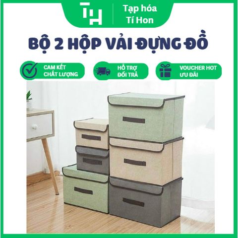 Bộ 2 hộp vải đựng đồ xếp gọn đa năng (Màu ngẫu nhiên) (TH229)