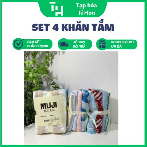 Set 4 khăn tắm Muji cao cấp (Màu ngẫu nhiên) (TH234)