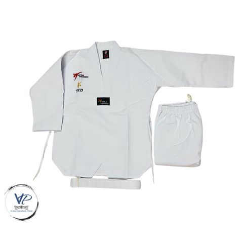 [ Tặng Kèm Đai Trắng ] Võ Phục Taekwondo Phong Trào dành cho người mới tập, vải sọc đẹp
