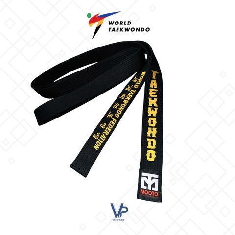Đai Đen Taekwondo MOOTO World Taekwondo Federation - Thêu Cơ Bản Sắc Nét