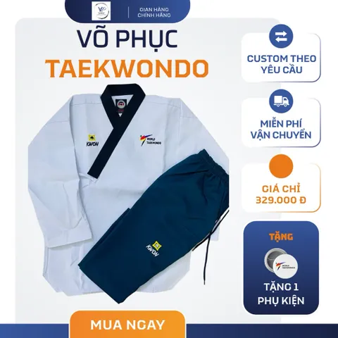 VÕ PHỤC QUYỀN TAEKWONDO KWON CHẤT VẢI SỌC CHUẨN ĐẸP, THÍCH HỢP VỚI CÁC VẬN ĐỘNG VIÊN TAEKWONDO
