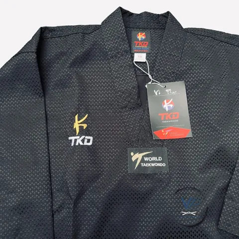 Võ Phục Taekwondo Full Đen K vải kim cương biểu diễn, tập luyện, thi đấu thể thao cao cấp, thoáng mát