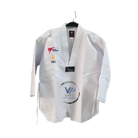 [ Tặng Kèm Đai Trắng ] Võ Phục Taekwondo Phong Trào dành cho người mới tập, vải sọc đẹp