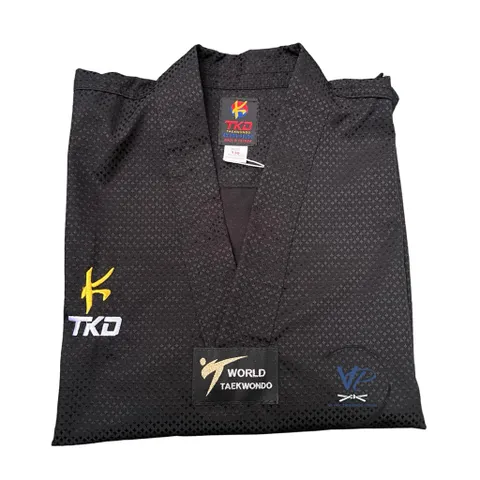 Võ Phục Taekwondo Full Đen K vải kim cương biểu diễn, tập luyện, thi đấu thể thao cao cấp, thoáng mát