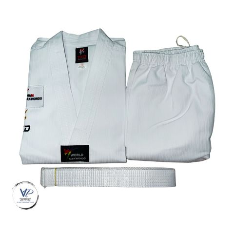 [ Tặng Kèm Đai Trắng ] Võ Phục Taekwondo Phong Trào dành cho người mới tập, vải sọc đẹp