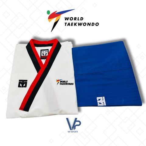 VÕ PHỤC QUYỀN MOOTO CỔ ĐỎ ĐEN - POOMSAE