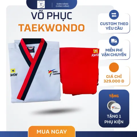 VÕ PHỤC QUYỀN TAEKWONDO KWON CHẤT VẢI SỌC CHUẨN ĐẸP, THÍCH HỢP VỚI CÁC VẬN ĐỘNG VIÊN TAEKWONDO