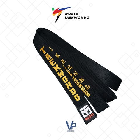 Đai Đen Taekwondo MOOTO World Taekwondo Federation - Thêu Cơ Bản Sắc Nét