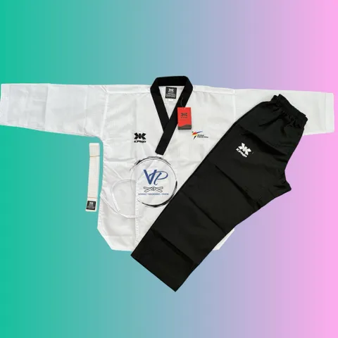 VÕ PHỤC QUYỀN TAEKWONDO KWON CHẤT VẢI SỌC CHUẨN ĐẸP, THÍCH HỢP VỚI CÁC VẬN ĐỘNG VIÊN TAEKWONDO