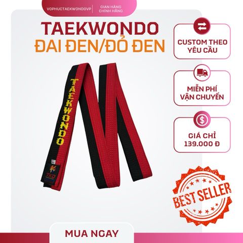 [ Thêu Tên 7-15 ngày ] Đai Đen Taekwondo Thêu Tên Theo Yêu Cầu Custom Đai
