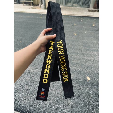 [ Thêu Tên 7-15 ngày ] Đai Đen Taekwondo Thêu Tên Theo Yêu Cầu Custom Đai