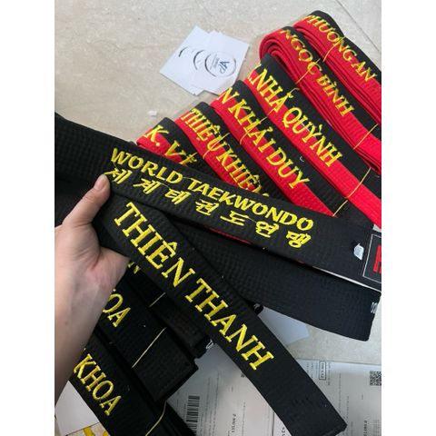 [ Thêu Tên 7-15 ngày ] Đai Đen Taekwondo Thêu Tên Theo Yêu Cầu Custom Đai