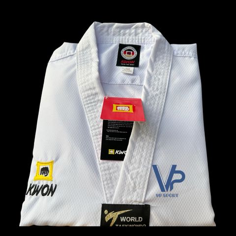 Kwon - Võ Phục Taekwondo Kwon Cổ Trắng Vải Gân Cao Cấp