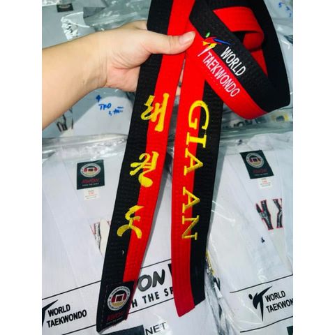 [ Thêu Tên 7-15 ngày ] Đai Đen Taekwondo Thêu Tên Theo Yêu Cầu Custom Đai