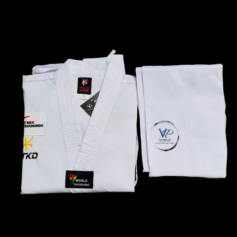 [ Tặng Đai Trắng ] Võ Phục Taekwondo Kim Cương Phong Trào Cho Người Bắt Đầu Logo K, thoáng mát, mềm nhẹ