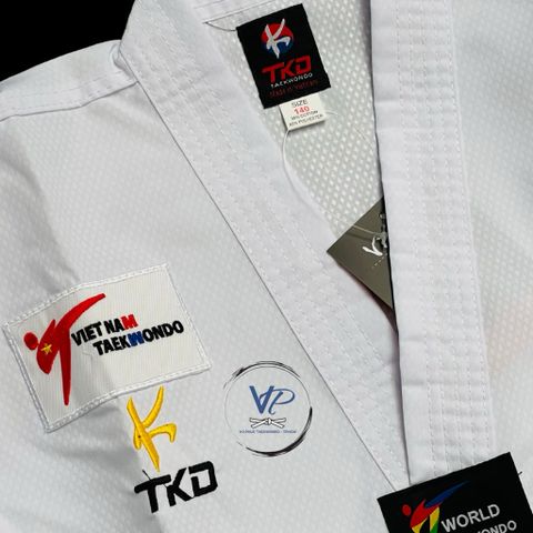 [ Tặng Đai Trắng ] Võ Phục Taekwondo Kim Cương Phong Trào Cho Người Bắt Đầu Logo K, thoáng mát, mềm nhẹ