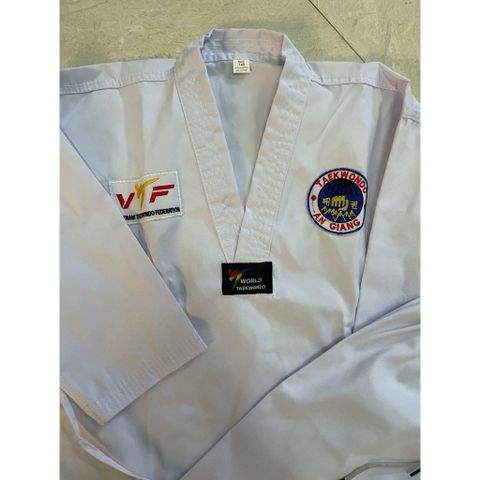 [ Tặng Kèm Đai Trắng ] Võ Phục Taekwondo Phong Trào Cổ Trắng Vải Kaki