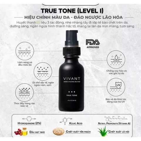 💗 Vivant Serum Truetone 2.0 Tinh Chất Dưỡng Sáng Da, Chống Lão Hóa, Giảm Thâm Nám, Tẩy Da Chết, Tăng Sinh Collagen