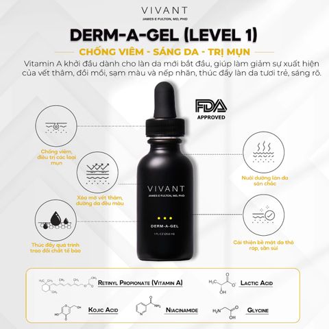 💗 Vivant Derm-A-Gel Serum Tinh Chất Chống Lão Hóa, Giảm Nếp Nhăn, Mờ Thâm Nám, Dưỡng Ẩm, Làm Đều Màu Da